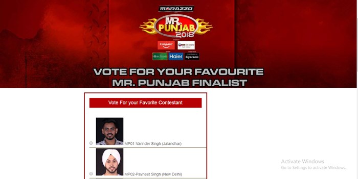 Mr Punjab 2018 - Online Voting