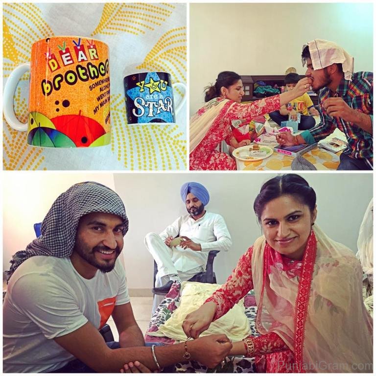 Jassi-Gill-On-Rakhi-with-Sister