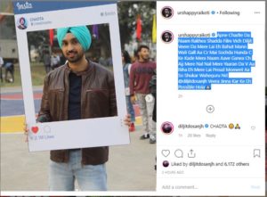 Diljit Dosanjh use the name of happy raikoti friend in Shadaa movie 