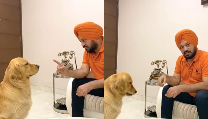 Gurpreet Ghuggi With His Pet Dog 44444444444444