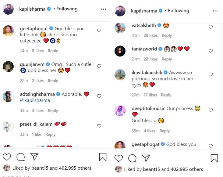 kapil sharma post comments