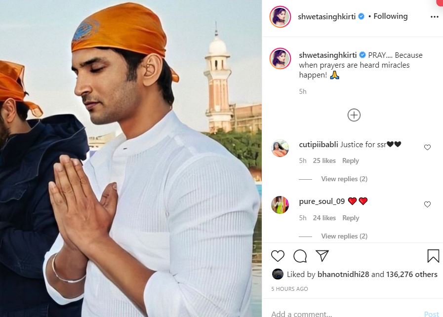 shweta singh kirti post her late brother