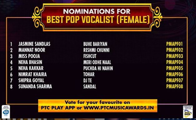 best pop vocalist female nomination