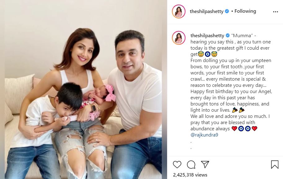 shilpa shetty kundra inside image with family