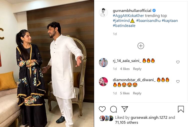 inside image of gurnam bhullar fun video with bani sandhu