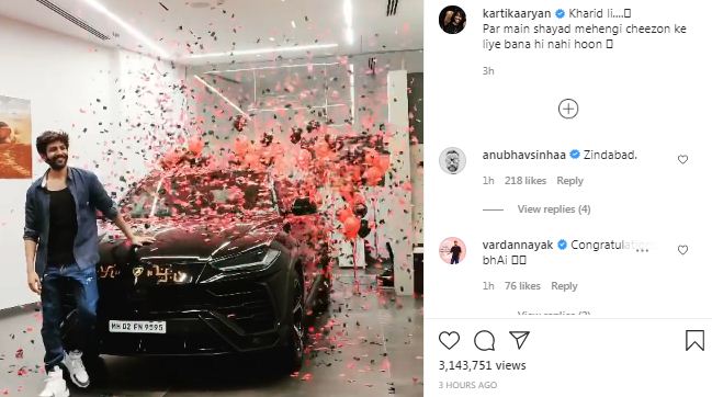 kartik aaryan bought new car