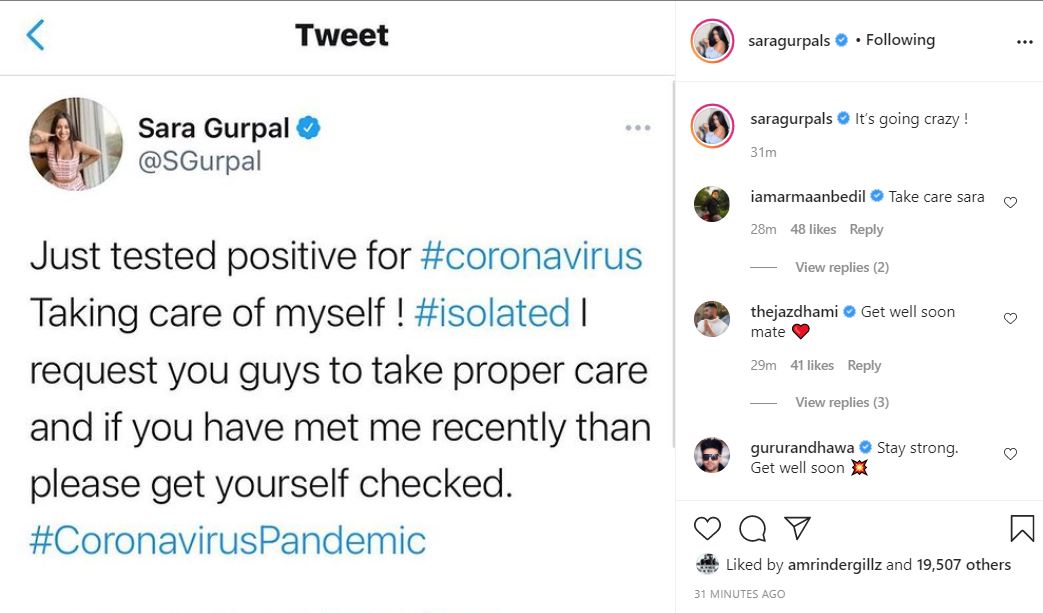 sara gurpal corona postive