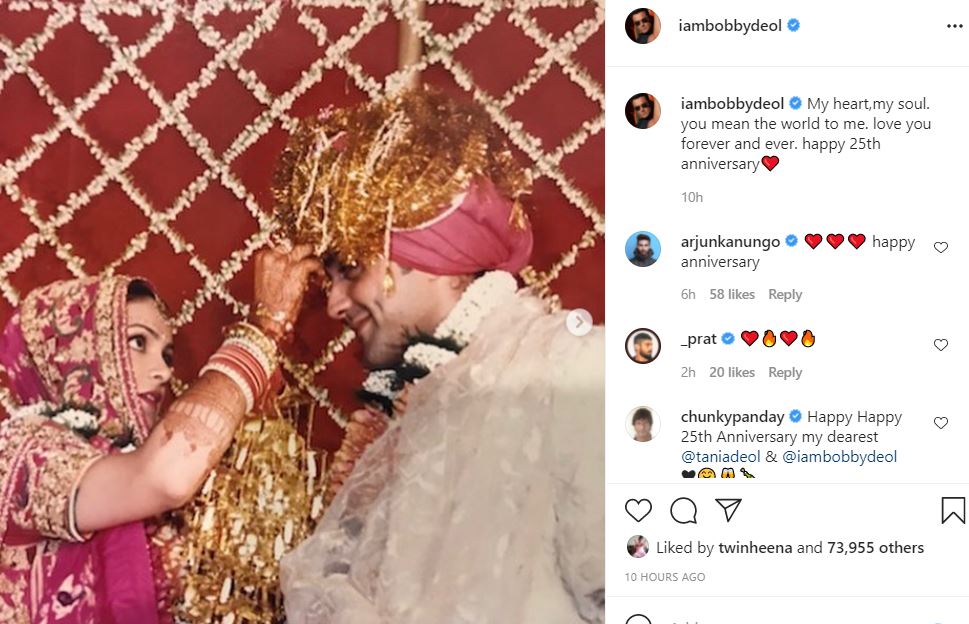 bobby deol and tania 25th wedding anniversary