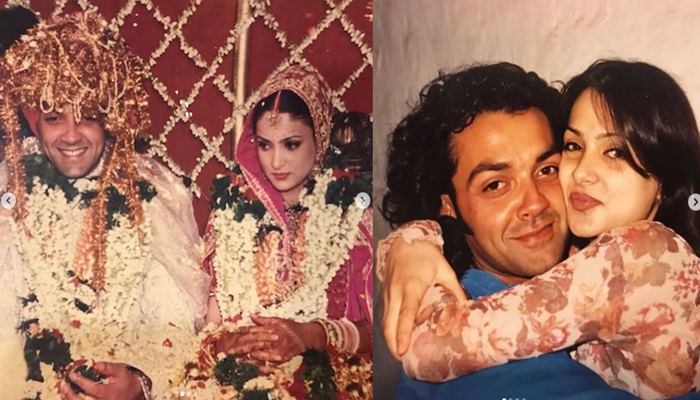 image of bobby deol with happy 25th wedding anniversary to his wife taina
