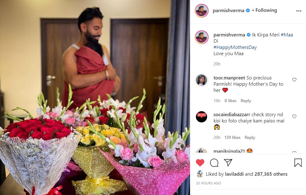 singer parmish verma post on happy mother's day