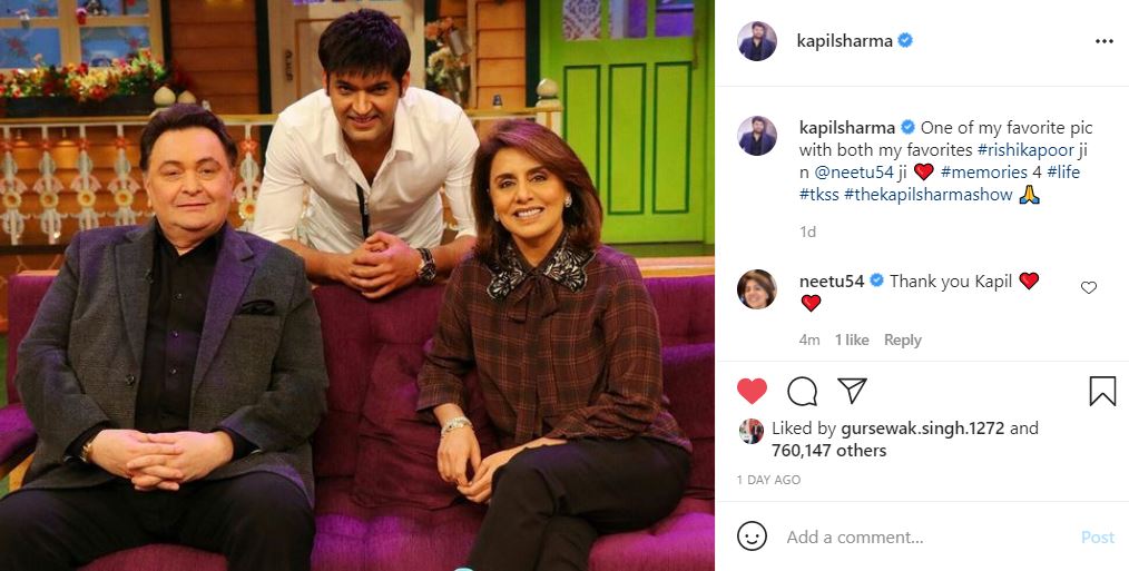 kapil sharma post got 7 lack likes