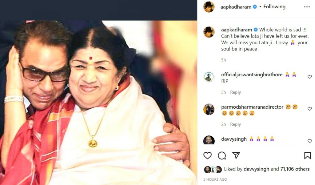 dharmendra on lata ji