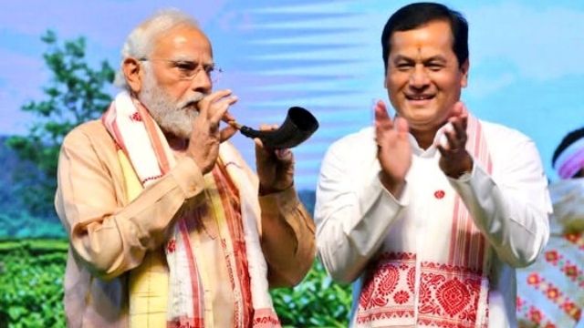 PM Narendra Modi plays dhol on occasion of Rongali Bihu, video goes viral