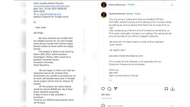 Gippy Grewal's Humble Motion Pictures flags fraud, says 'Third party never gets involved in our casting'